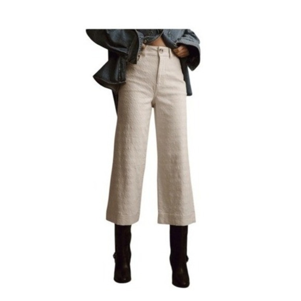 Pilcro Anthropologie Skipper High-Rise Crop Wide-Leg Jeans Cavo Wash Textured 29